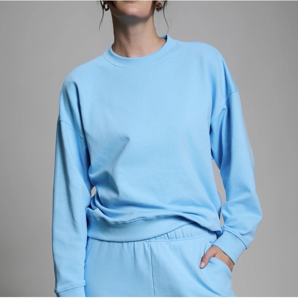 Year Of Ours YOS X FFF Oversized Crew Sweatshirt Womens M/L 100% Cotton Sky Blue
